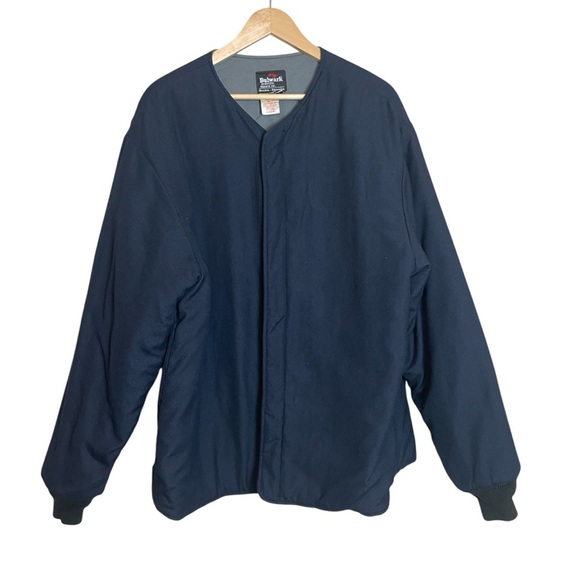Bulwark FR Flame Resistant Jacket Men’s XXL 2XL Navy Blue Quilted Snap Up Work - Picture 1 of 12
